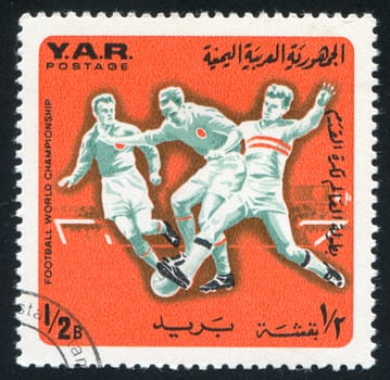 YEMEN - CIRCA 1972: stamp printed by Yemen, shows football, circa 1972