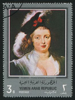YEMEN - CIRCA 1972: stamp printed by Yemen, shows Helene Fourment by Rubens, circa 1972