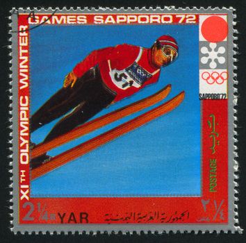 YEMEN - CIRCA 1972: stamp printed by Yemen, shows Ski Jumping, circa 1972