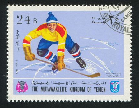 YEMEN - CIRCA 1968: stamp printed by Yemen, shows Hockey, circa 1968