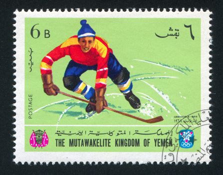 YEMEN - CIRCA 1968: stamp printed by Yemen, shows Hockey, circa 1968