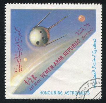 YEMEN - CIRCA 1968: stamp printed by Yemen, shows a Spaceship, circa 1968