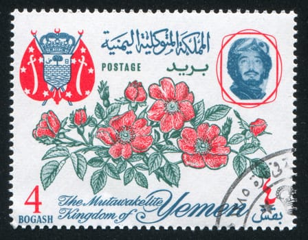 YEMEN - CIRCA 1968: stamp printed by Yemen, shows flower, circa 1968