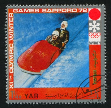 YEMEN - CIRCA 1972: stamp printed by Yemen, shows Bobsleigh, circa 1972