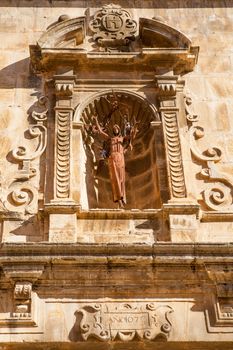 Benassal chuch facade Benasal in Maestrazgo Castellon Spain