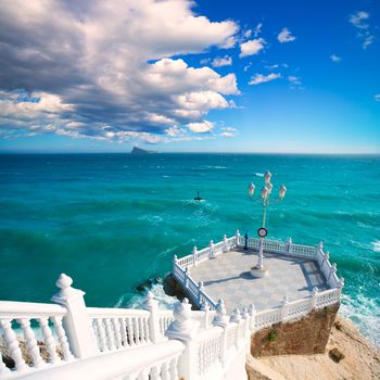 Benidorm balcon del Mediterraneo and sea from white balustrade Alicante Spain