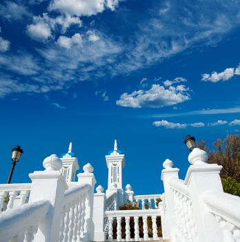 Benidorm balcon del Mediterraneo Mediterranean sea white balustrade in Alicante Spain