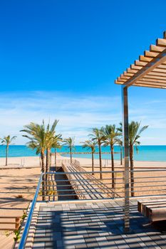 Benicasim in Castellon Benicassim beach with Mediterranean sea of spain