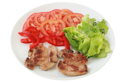 fried pork with salad on the plate