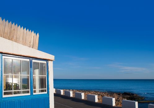 Denia Las Rotas blue house in Mediterranean sea of Spain