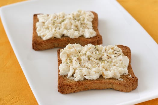 toasts with cottage cheese