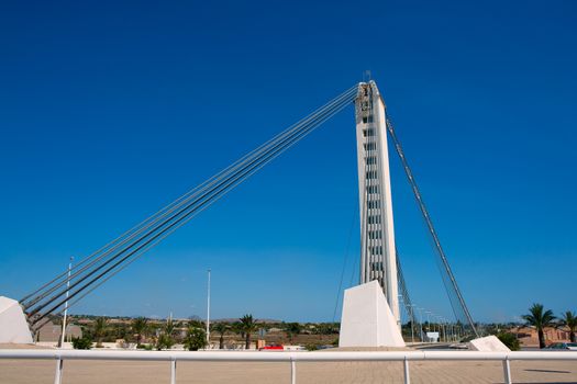 Elche Alicante Bimilenario suspension bridge over Vinalopo river Spain