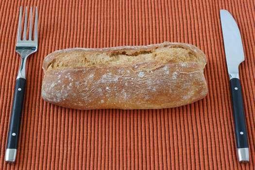 bread with fork and knife