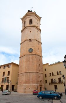 Castellon el Fadri belfry tower in Plaza Mayor square at Valencia community Spain