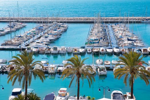 Moraira Alicante marina nautic port high angle view in Mediterranean