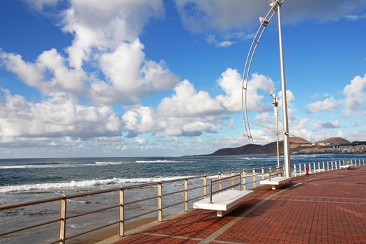 Spain. Canary Islands. Gran Canaria island. Las Palmas de Gran Canaria. Las Canteras beach in winter
