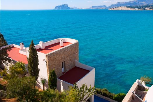 Moraira Alicante high angle view mediterranean houses in Spain