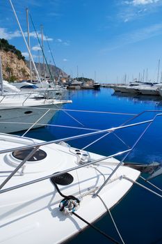 Moraira Alicante marina in Mediterranean sea of spain