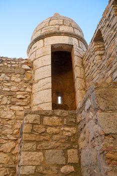 Morella in castellon Maestrazgo castle fort tower at Spain