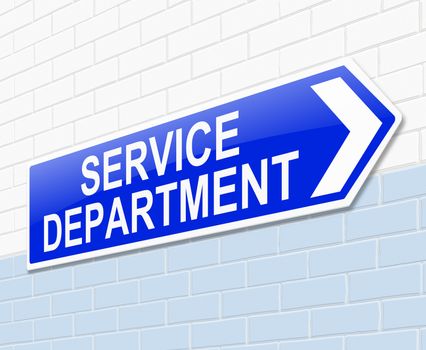 Illustration depicting a sign with a service department concept.