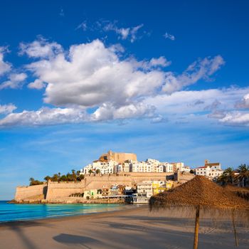 Peniscola Castle and beach in Castellon Valencian community of spain