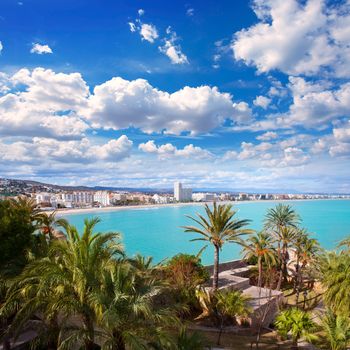 Peniscola beach and Village aerial view in Castellon Valencian community of spain