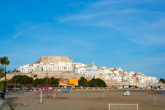 Peniscola Castle and beach in Castellon Valencian community of spain