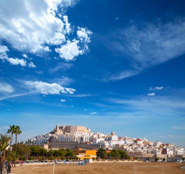 Peniscola Castle and beach in Castellon Valencian community of spain