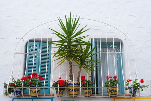 Mediterranean balconade typical from Spain in Peniscola Castellon