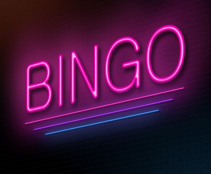 Illustration depicting an illuminated neon sign with a bingo concept.