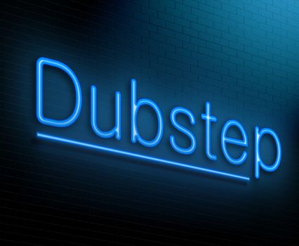 Illustration depicting an illuminated neon sign with a dubstep concept.
