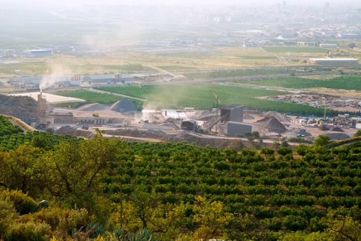 Arid crushing quarry in Castellon province at Valencian Community of Spain