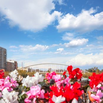 Valencia puente de Exposicion from city flowers bridge in Spain