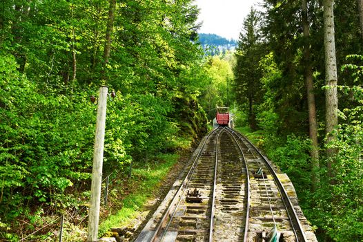 Funicular rail near Reichenbach in Switzerland