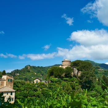 Castello Brown near Portofino village on Ligurian coast in Italy