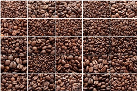 Close-up of brown coffee beans, background texture