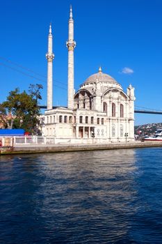 Ortakoy Mosque on bank of Bosphorus, Istanbul, Turkey