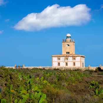 Tabarca island Lighthouse in Alicante Spain at Mediterranean sea