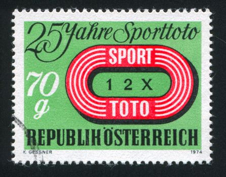 AUSTRIA - CIRCA 1974: stamp printed by Austria, shows Austrian Sports Pool Emblem, circa 1974