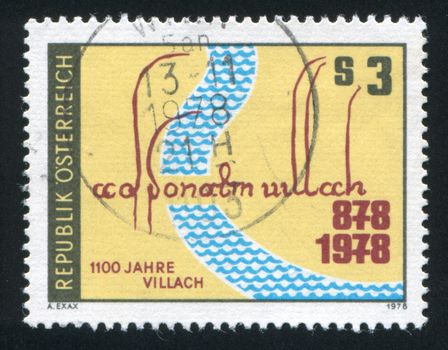 AUSTRIA - CIRCA 1978: stamp printed by Austria, shows First Documentary Reference to Villach, circa 1978