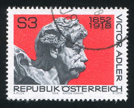 AUSTRIA - CIRCA 1978: stamp printed by Austria, shows Viktor Adler by Anton Hanak, circa 1978