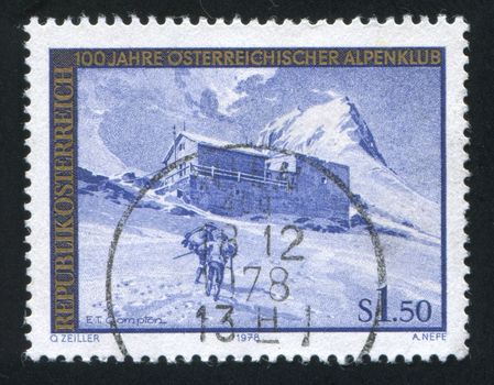 AUSTRIA - CIRCA 1978: stamp printed by Austria, shows Archduke Johann Shelter, Grossglockner, circa 1978