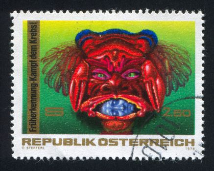 AUSTRIA - CIRCA 1976: stamp printed by Austria, shows personification of Cancer, circa 1976