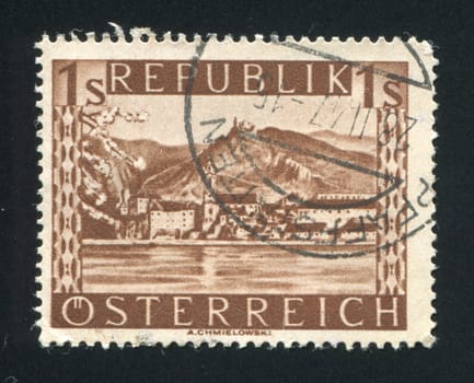 AUSTRIA - CIRCA 1946: stamp printed by Austria, shows Durnstein, circa 1946