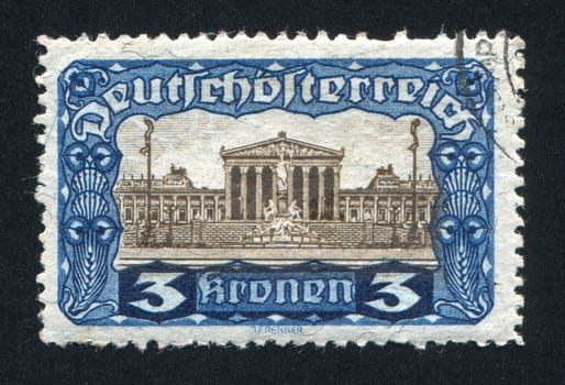 AUSTRIA - CIRCA 1919: stamp printed by Austria, shows Parliament
Building, circa 1919