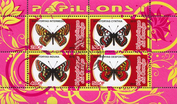 CONGO - CIRCA 2010: stamp printed by Congo, shows butterfly, circa 2010