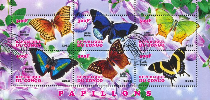 CONGO - CIRCA 2012: stamp printed by Congo, shows butterfly, circa 2012