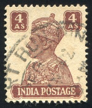 INDIA - CIRCA 1941: stamp printed by India, shows King George VI, circa 1941