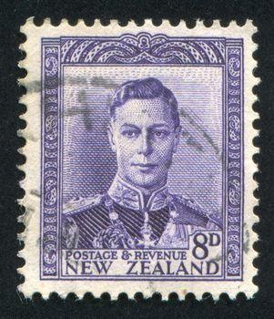 NEW ZEALAND - CIRCA 1944: stamp printed by New Zealand, shows King George VI, circa 1944