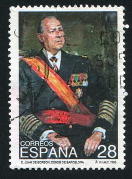 SPAIN - CIRCA 1993: stamp printed by Spain, shows Portrait of Don Juan de Borbon, Count of Barcelona, circa 1993